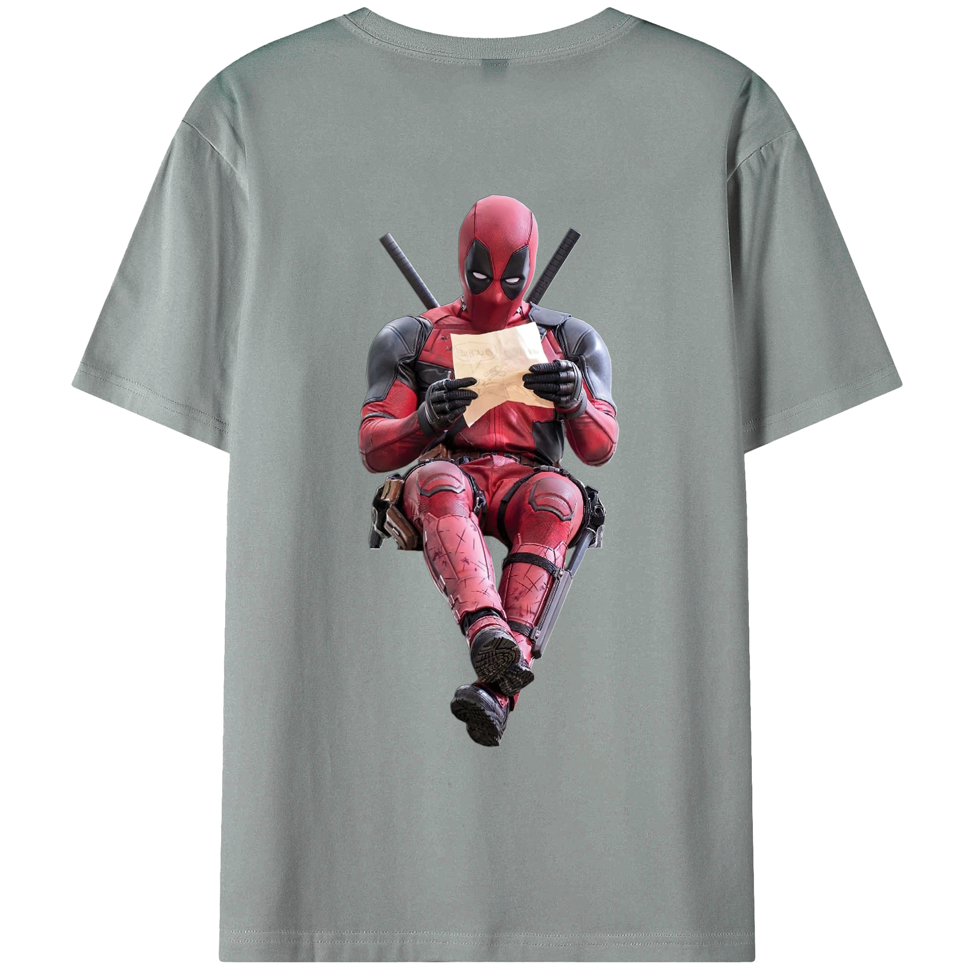 （画像用） Deadpool デッドプール 綿100％ メンズ半袖Tシャツ（バックプリント） 通気性